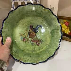 Tracy Porter Stonehouse Farm Collection Ceramic Rooster Pie Dish 10" With Hanger